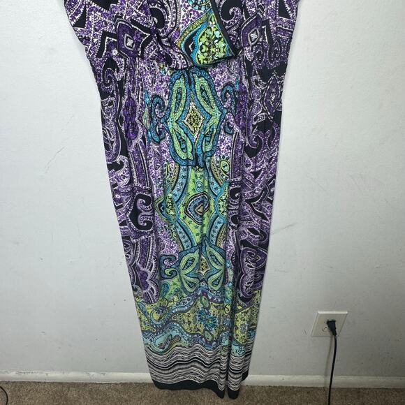 Avenue Maxi Dress 18/20 Paisley Print Sleeveless V-Neck Stretch Boho Summer - Picture 4 of 12